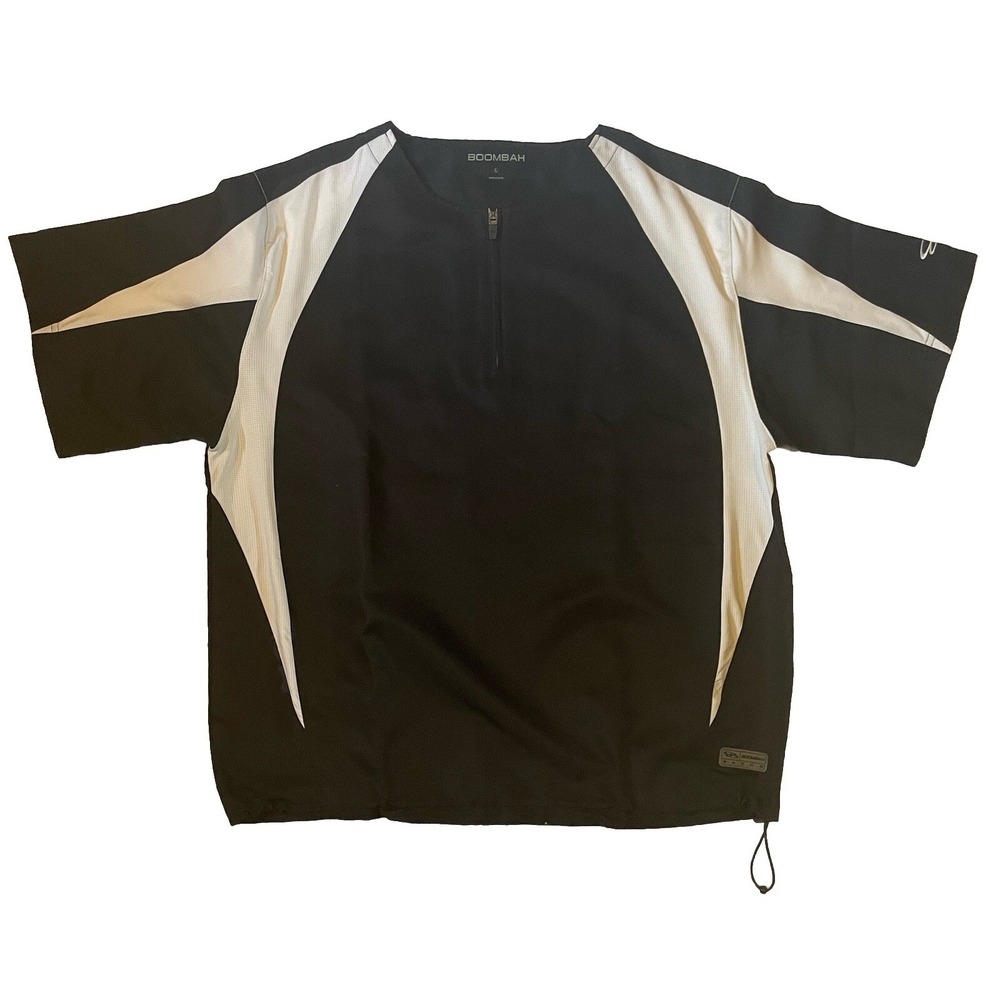 BOOMBAH Men's Size‎ L Black White Short-Sleeve 1/4-Zip Pullover Warmup Jacket